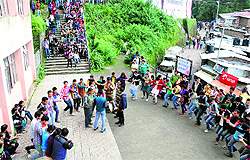 SFI activists celebrate their victory in the SCA elections at HPU in Shimla
