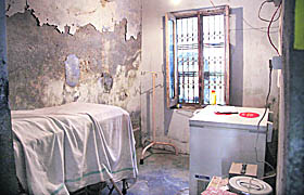 The dilapidated wall of the Community Health Centre in Basti Gujan in Jalandhar.