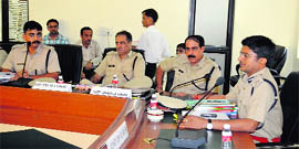 IGP Alok Mittal addresses coordination meeting of the Delhi and Haryana police at Bahadurgarh town in Jhajjar.