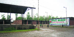 Lack of activity at the site of Anantnag fruit market. 