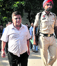 Dr Sameer Kaushal at the District Court, Phase 3-B1, Mohali, on Friday