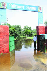 The waterlogged mini zoo at Rohtak.
