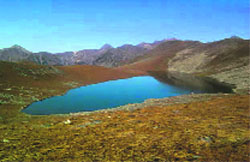 A view of the Samote Sar Lake in Rajouri
