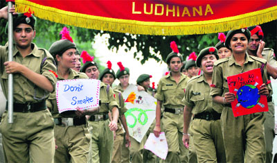 NCC cadets hold a rally against drug-addiction in Ludhiana.