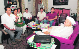 A delegation of BJP leaders meet Governor Aziz Qureshi in Dehradun on Saturday.