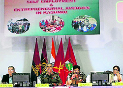 General Officer Commanding (GOC) of the Srinagar-based Chinar Corps Lt Gen Om Prakash at a seminar in Srinagar on Saturday