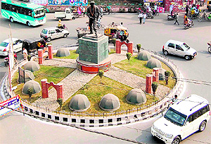 A roundabout near Hall Gate Chowk in Amritsar