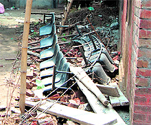 Furniture thrown outside the Urban Training Health Centre in Amritsar