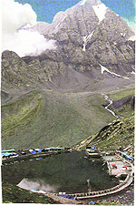 The Manimahesh Lake with Mount Kailash in the backdrop
