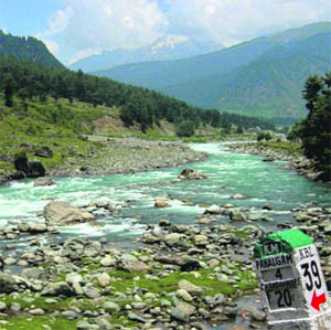 A view of the Lidder river in Anantnag district . 