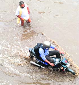 Commuters have a harrowing time after a spell of rain led to waterlogging in Patiala