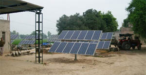 The solar panel installed in village Mehma Sarja that are now falling into disuse. 