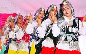 Students of Government Model Sanskriti Senior Secondary School perform at a function in Gurgaon.