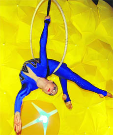 A gymnast performs at the inaugural function of the Expedia World Carnival in Gurgaon.