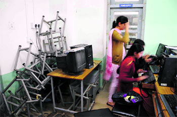 An inside view of an MCA computer science laboratory at the HPU in Shimla on Monday. 