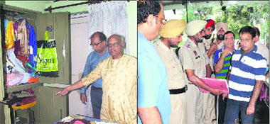 A ransacked house in Urban Estate from where thieves stole gold jewellery; and (right) the showroom from where digital cameras were stolen in Jalandhar on Monday.