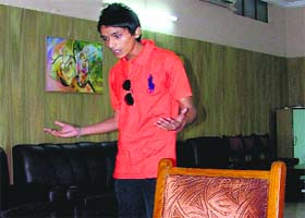 A youth auditions for a movie at Ramgarhia Girls College in Ludhiana