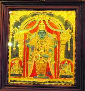 A Tanjore painting put on display during an exhibition in Ludhiana