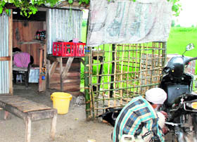 An illegal liquor vend.