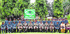 Girls from Sunderbanis remote areas pose with Army personnel at Akhnoor in Rajouri.