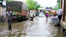 The waterlogged Old Grain Market in Jagraon. 