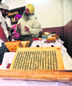 Rare Sikh relics being showcased at an exhibition in Ludhiana on Tuesday.