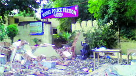 The police post that was demolished.