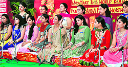 Teachers of DAV International School perform on Teachers Day in Amritsar on Wednesday