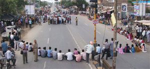 Teachers staging protest in Fazilka on Wednesday.