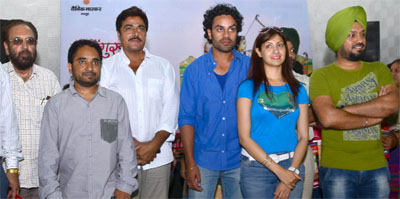 The cast and crew of the film Ajj De Ranjhe at Baba Farid Institute on Wednesday.