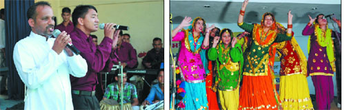 Principal of St. Xaviers School, Father Eulalio Fernandes, sings a song at a function held to mark the Teachers Day in Bathinda; Girls perform giddha at the state-level award ceremony held to felicitate teachers from Punjab in Bathinda on Wedneday