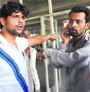 Relatives of a patient who died at the Government Medical College and Hospital-32 in Chandigarh on Wednesday. 