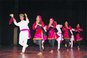 Students of the DRPGMC give a presentation during Teachers' Day celebrations at Tanda on Wednesday