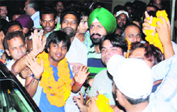 Indian Idol finalist Amit Kumar in Amritsar. A Tribune photograph
