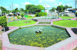 The fountain at Bibiwala Chowk is in a state of neglect, negating the beautification drive in the city. 