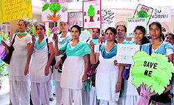 Students of GMT College take out an awareness rally in Ludhiana