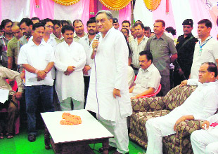 Chief Minister Vijay Bahuguna addresses victims of the cloudburst at Mori in Uttarkashi district on Friday.