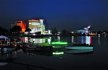 A view of the illuminated city from the Thermal lake in Bathinda on Saturday evening