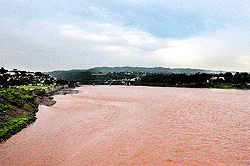 The water level rose in the Tawi after heavy rainfall in the region