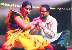 Manch Rangmanch artistes stage a play, Drishtidaan, at Virsa Vihar in Amritsar.