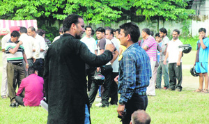 The rival factions of the Dehradun Football Association squabble over the hosting of a Dehradun District Football League match in Dehradun on Sunday.