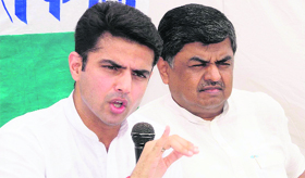 Union Minister of State for Communications and IT Sachin Pilot addresses a press conference in Chandigarh on Sunday.