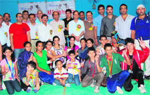 The winning team of the state-level fencing championship in Dharamsala on Sunday.