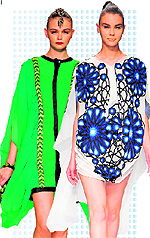 A kaftan shirt by Pallavi Jaipur and a dress by Pankaj and Nidhi