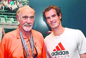 Fan Andy Murray with Sir Sean Connery, the former James Bond, after his semifinal win