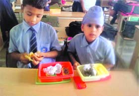 In the absence of mid-day meals, students have to bring lunch from home