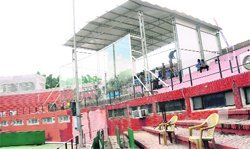 The Prime Ministers enclosure at the CLTA complex, Sector-10 is drawing a lot of attention ahead of the Davis Cup tie.  Tribune photo: Pradeep Tewari