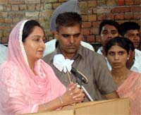 MP Harsimrat Kaur Badal was in Bathinda on Tuesday.