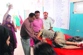 Reshma Devi, a survivor of the bus accident, near Palampur on Tuesday