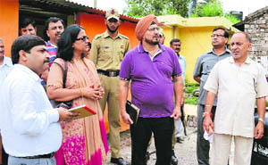 DDC Reasi Nirmal Sharma along with other officers while reviewing the development work at Ransoo, the base camp of Shri Shiv Khori Shrine on Tuesday. 